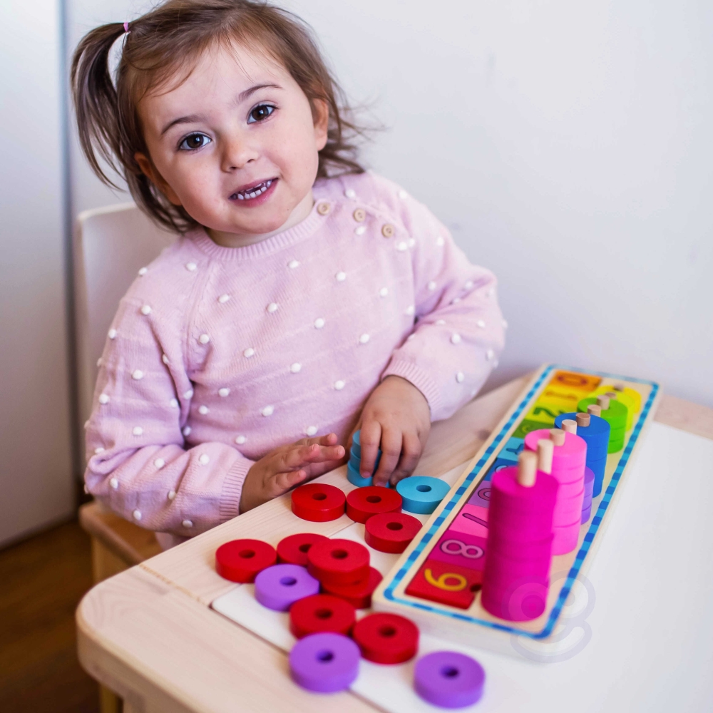 WOOPIE GREEN Montessori mokymosi dėlionės skaičiavimui ir spalvoms 56 el.