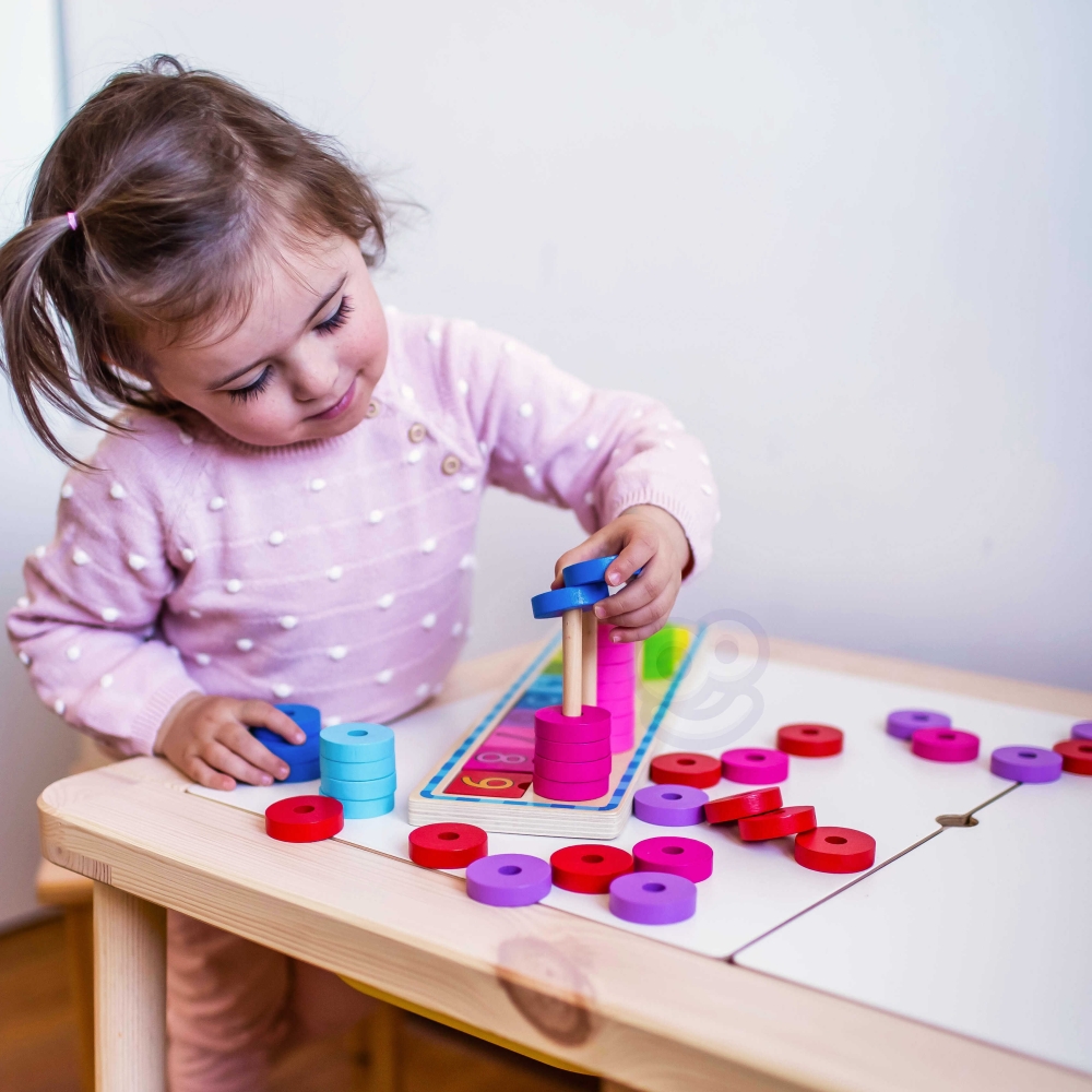 WOOPIE GREEN Montessori mokymosi dėlionės skaičiavimui ir spalvoms 56 el.