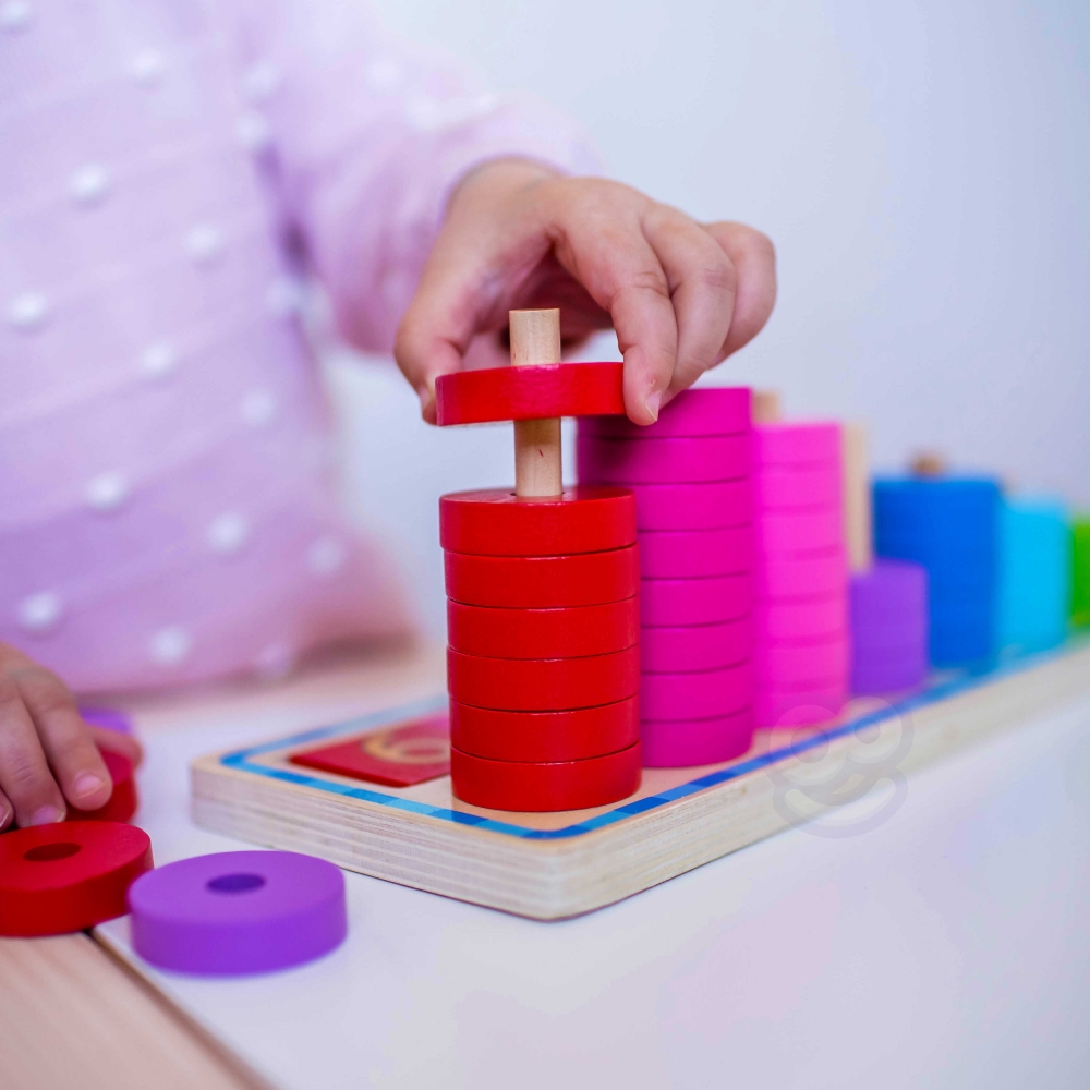 WOOPIE GREEN Montessori mokymosi dėlionės skaičiavimui ir spalvoms 56 el.