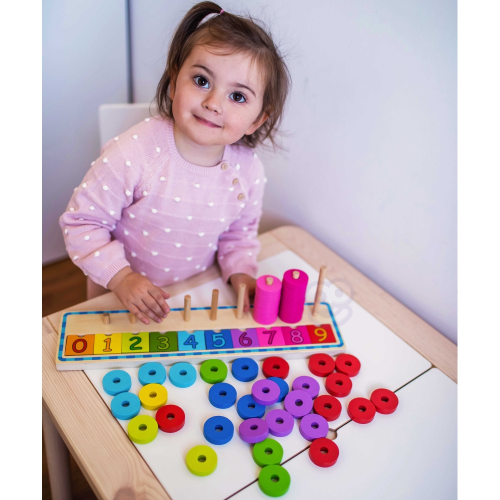 WOOPIE GREEN Montessori mokymosi dėlionės skaičiavimui ir spalvoms 56 el.