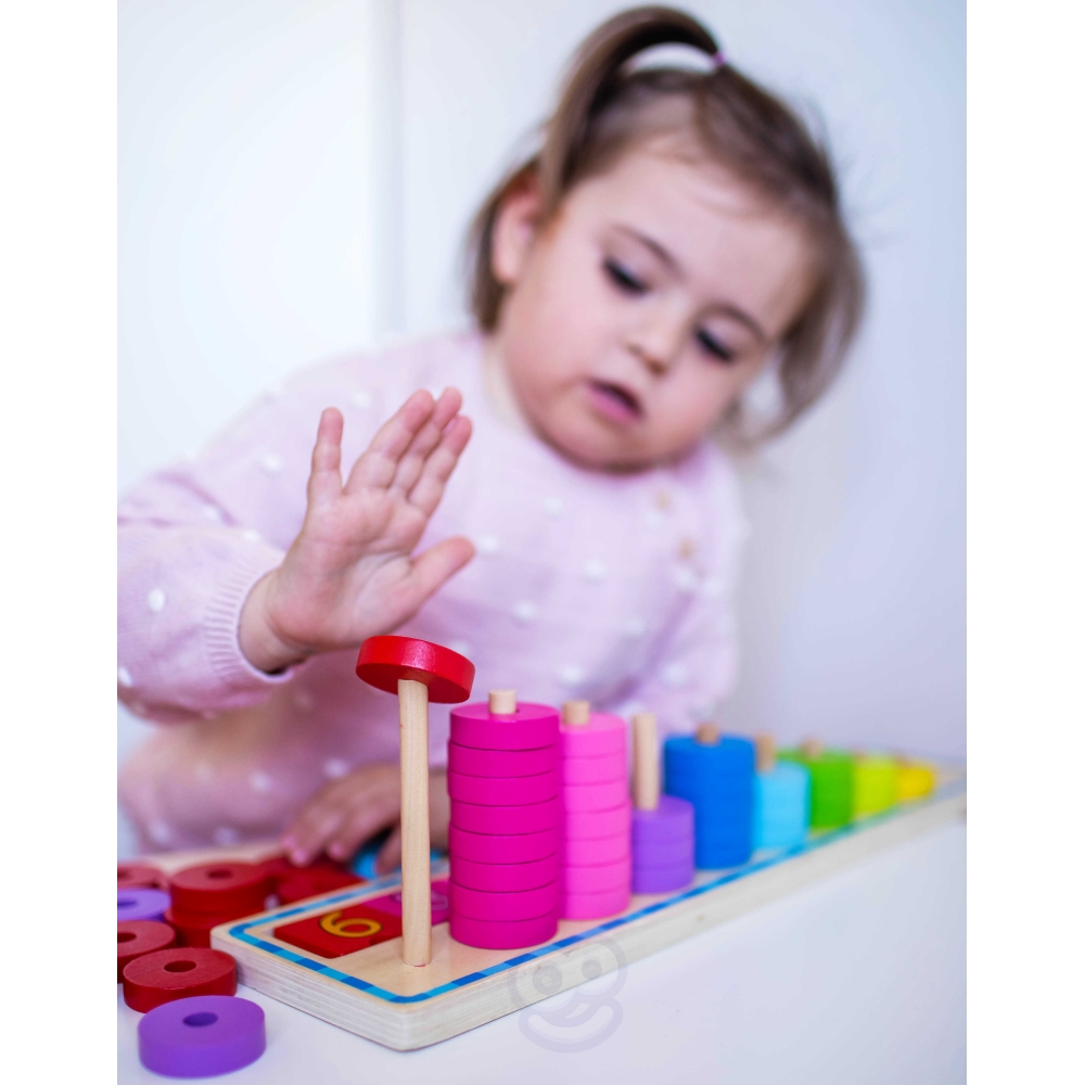 WOOPIE GREEN Montessori mokymosi dėlionės skaičiavimui ir spalvoms 56 el.