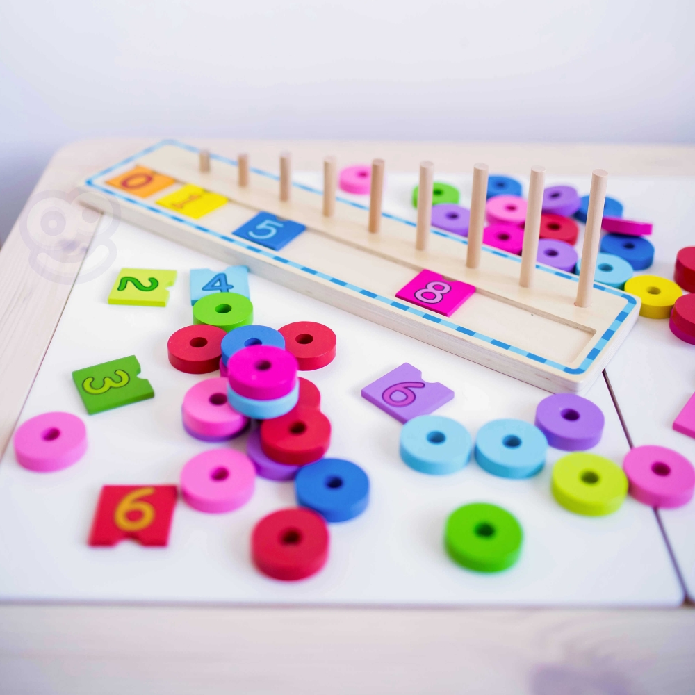 WOOPIE GREEN Montessori mokymosi dėlionės skaičiavimui ir spalvoms 56 el.