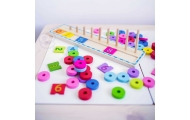 WOOPIE GREEN Montessori mokymosi dėlionės skaičiavimui ir spalvoms 56 el.