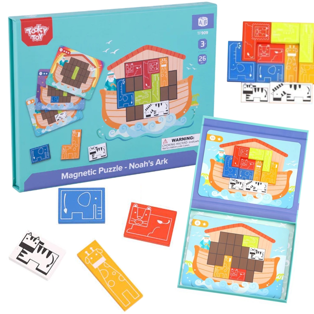 TOOKY TOY Magnetinė Montessori loginė dėlionė Tetris Nojaus arka 26 el.