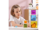 Medinė piramidės formos dėlionė blokai-rūšiuotojas pagal Montessori metodiką
