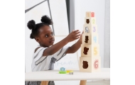 Medinė piramidės formos dėlionė blokai-rūšiuotojas pagal Montessori metodiką