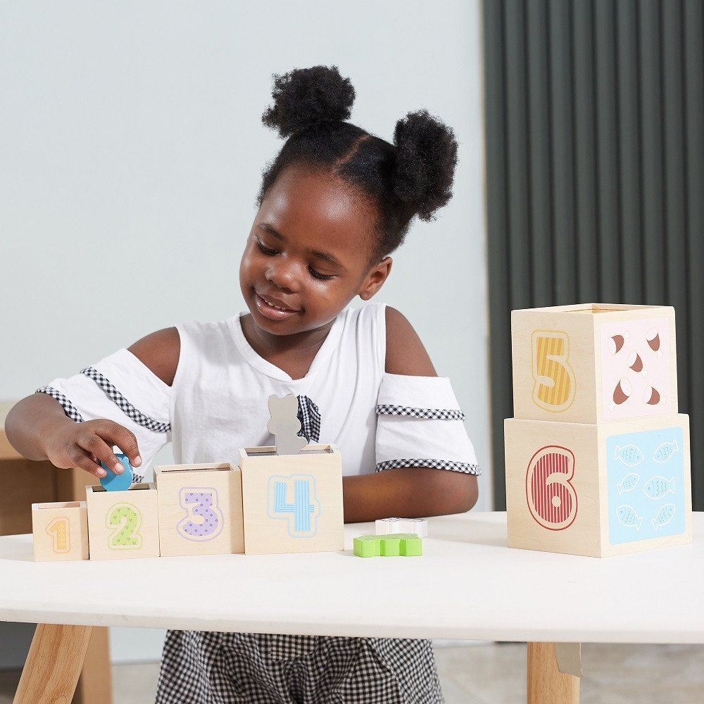 Medinė piramidės formos dėlionė blokai-rūšiuotojas pagal Montessori metodiką-Žaislai, Kūdikiams, Žaislai mažyliams (iki 4 m.