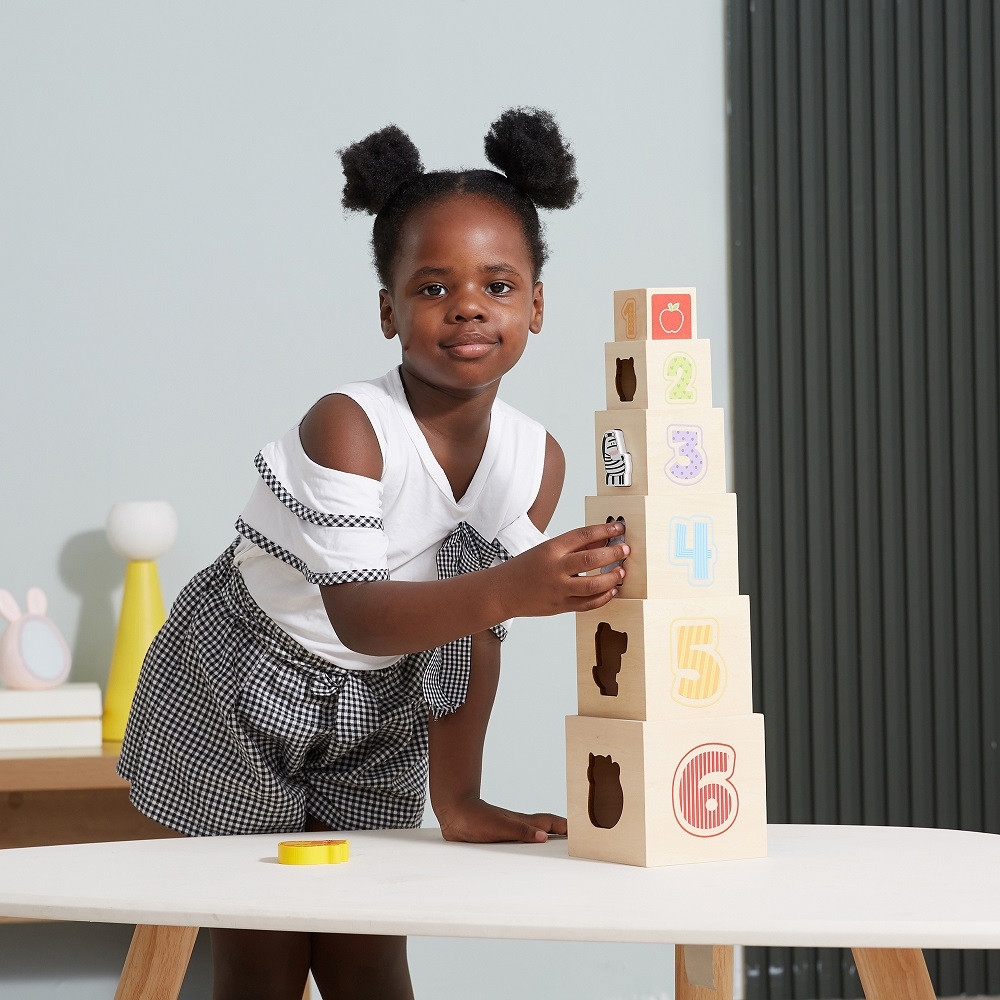 Medinė piramidės formos dėlionė blokai-rūšiuotojas pagal Montessori metodiką-Žaislai, Kūdikiams, Žaislai mažyliams (iki 4 m.