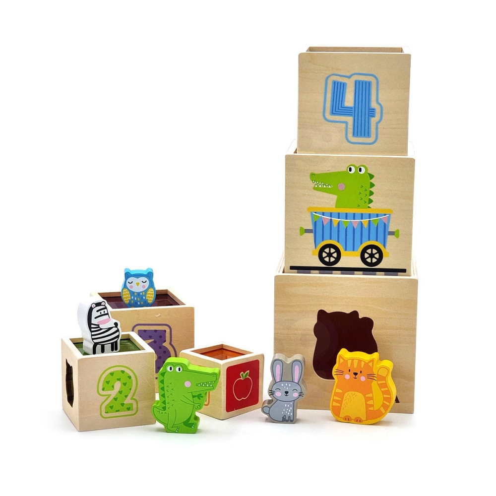 Medinė piramidės formos dėlionė blokai-rūšiuotojas pagal Montessori metodiką-Žaislai, Kūdikiams, Žaislai mažyliams (iki 4 m.