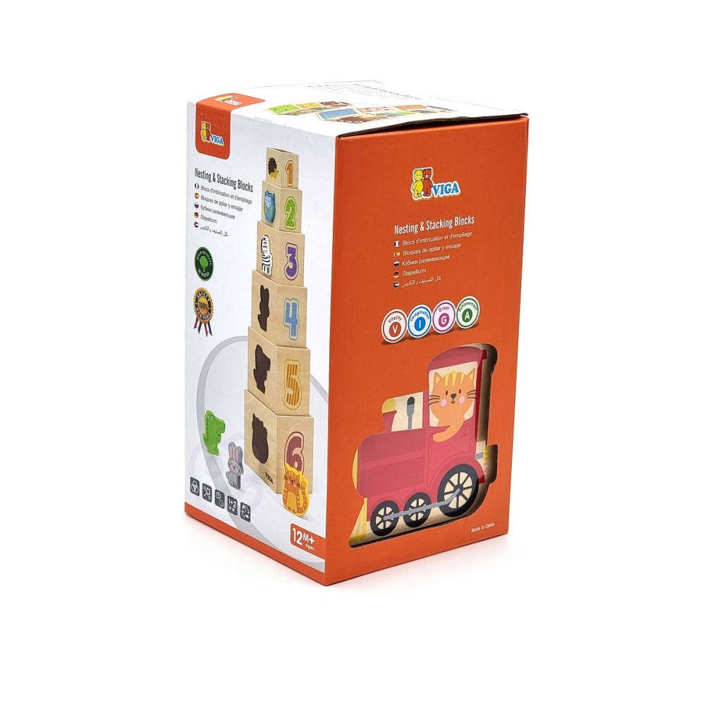 VIGA Wooden Pyramid Puzzle Blocks Sorter Montessori