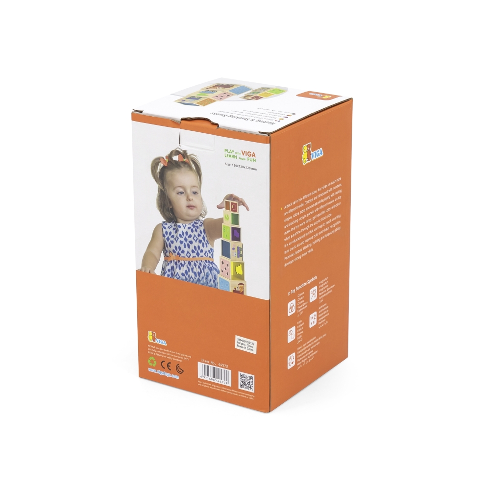 VIGA Wooden Pyramid Puzzle Blocks Sorter Montessori