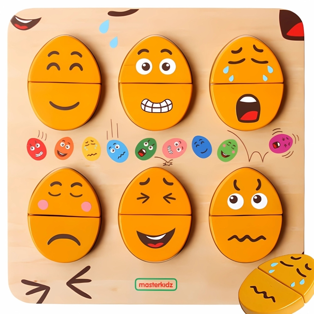 MASTERKIDZ lenta mokymasis emocijų Mediniai kiaušiniai Montessori