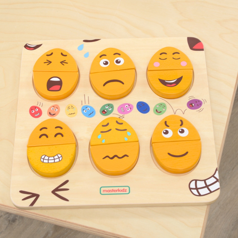 MASTERKIDZ lenta mokymasis emocijų Mediniai kiaušiniai Montessori
