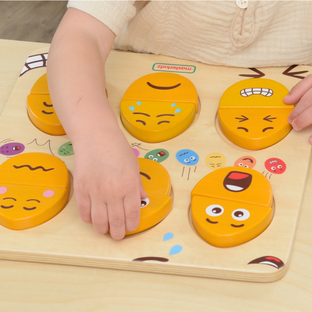 MASTERKIDZ lenta mokymasis emocijų Mediniai kiaušiniai Montessori