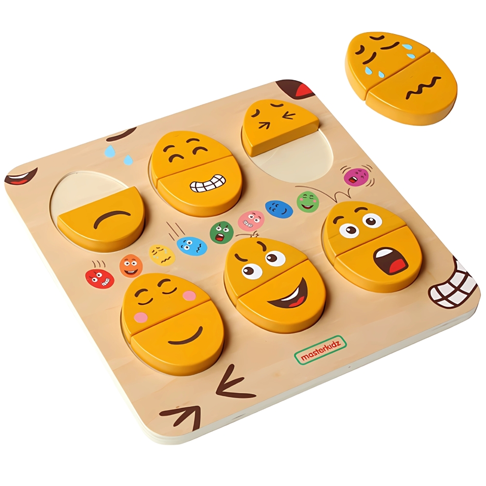 MASTERKIDZ lenta mokymasis emocijų Mediniai kiaušiniai Montessori