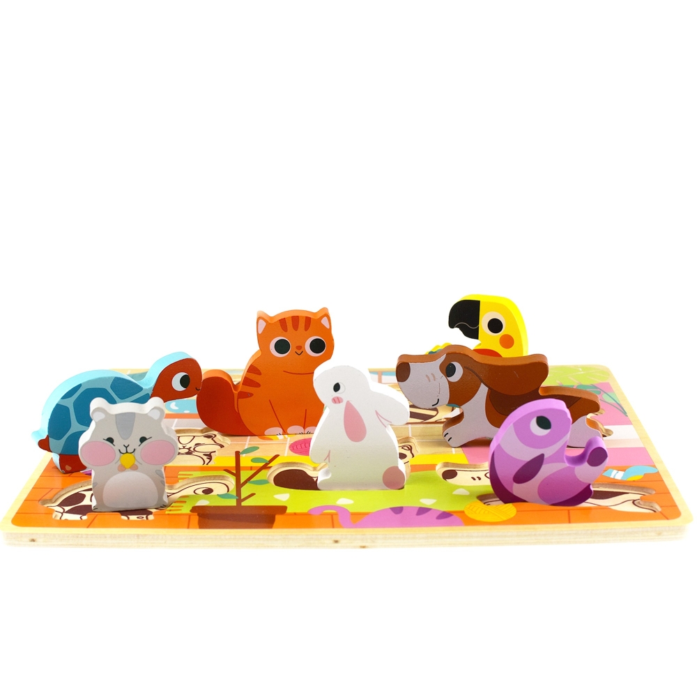 Medinė dėlionė TOOKY TOY Montessori Gyvūnai-Žaislai, Dėlionės, Dėlionės patiems mažiausiems-e-vaikas