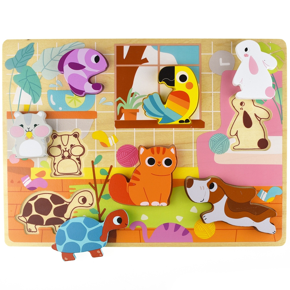 Medinė dėlionė TOOKY TOY Montessori Gyvūnai-Žaislai, Dėlionės, Dėlionės patiems mažiausiems-e-vaikas