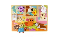 Medinė dėlionė TOOKY TOY Montessori Gyvūnai-Žaislai, Dėlionės, Dėlionės patiems mažiausiems-e-vaikas