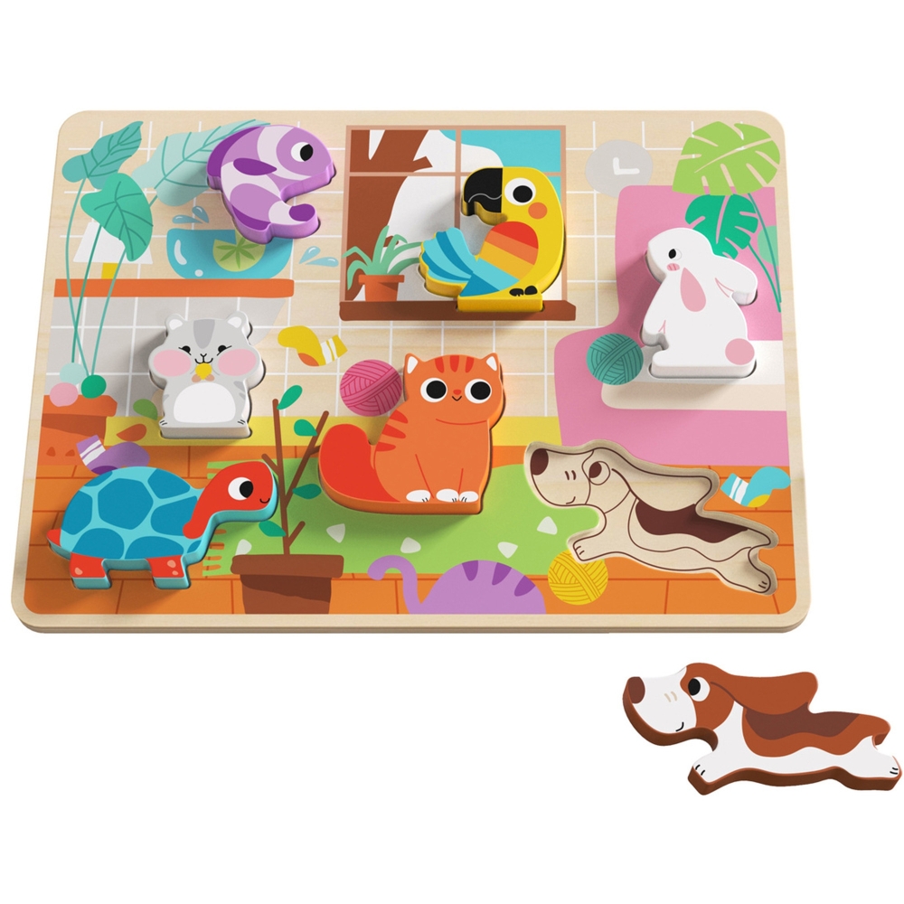 Medinė dėlionė TOOKY TOY Montessori Gyvūnai-Žaislai, Dėlionės, Dėlionės patiems mažiausiems-e-vaikas