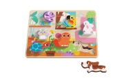 TOOKY TOY Drewniane Puzzle Montessori Zwierzątka Dom Dopasuj Kształty