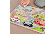 Medinė dėlionė TOOKY TOY Montessori Transporto priemonės Automobiliai Lėktuvas Laivas Miestas-Žaislai, Dėlionės, Dėlionės patiem