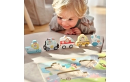 Medinė dėlionė TOOKY TOY Montessori Transporto priemonės Automobiliai Lėktuvas Laivas Miestas-Žaislai, Dėlionės, Dėlionės patiem
