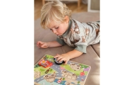 TOOKY TOY Drewniane Puzzle Montessori Pojazdy Samochody Samolot Statek Miasto Dopasuj Kształty