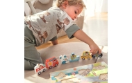 Medinė dėlionė TOOKY TOY Montessori Transporto priemonės Automobiliai Lėktuvas Laivas Miestas-Žaislai, Dėlionės, Dėlionės patiem