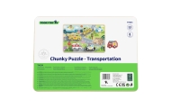 TOOKY TOY Drewniane Puzzle Montessori Pojazdy Samochody Samolot Statek Miasto Dopasuj Kształty