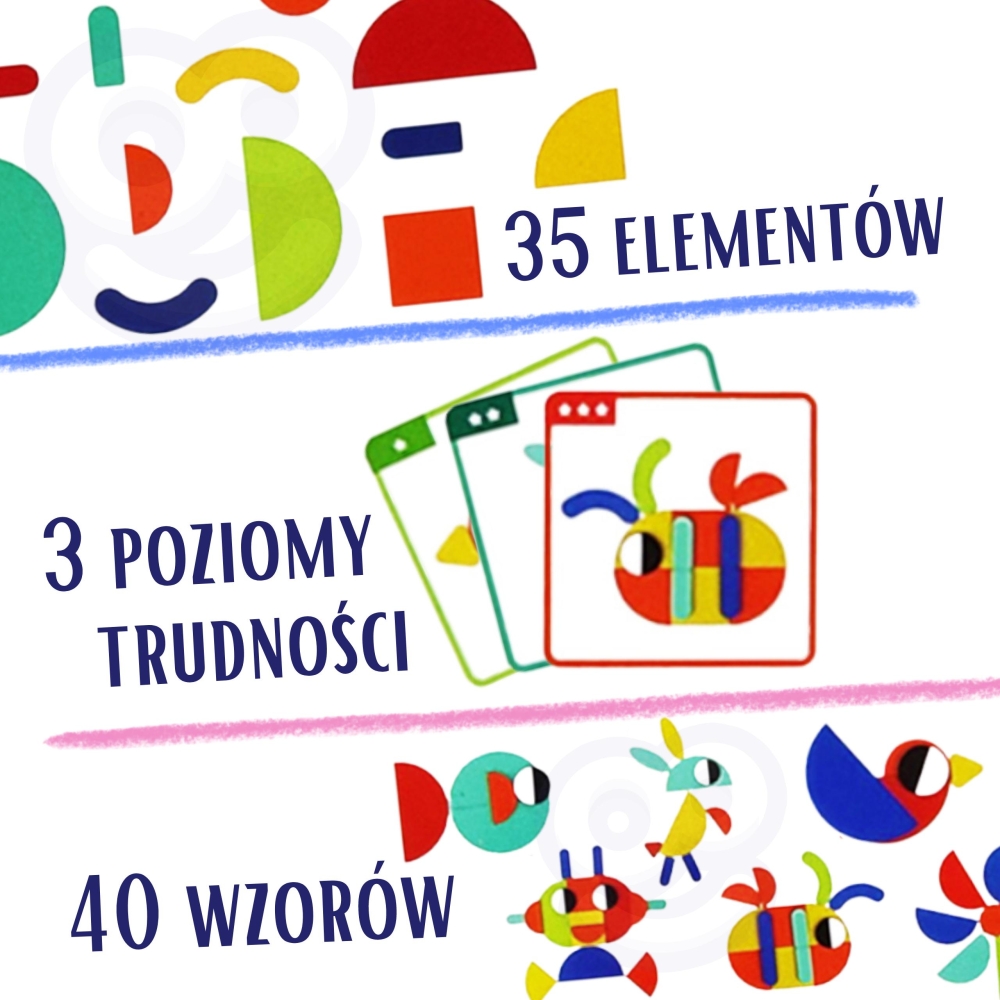 WOOPIE GREEN Montessori medinė dėlionė 40 atkuriamų modelių 55 el. FSC sertifikuota