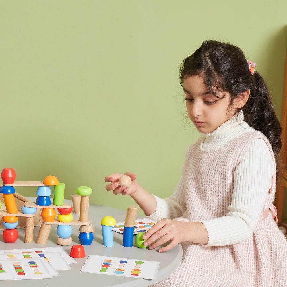 VIGA Wooden Geometric Blocks Puzzle 52 pcs.