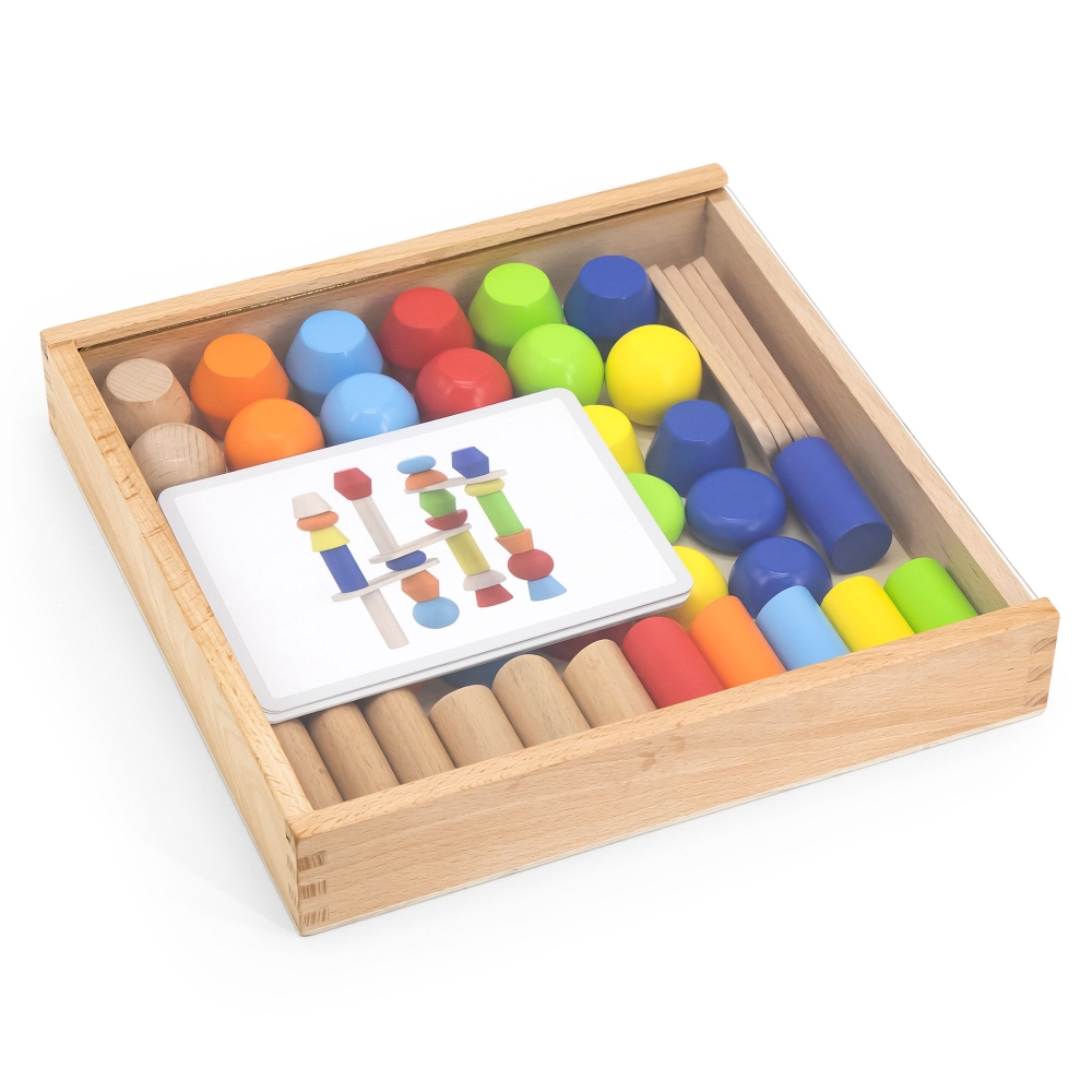 VIGA Wooden Geometric Blocks Puzzle 52 pcs.