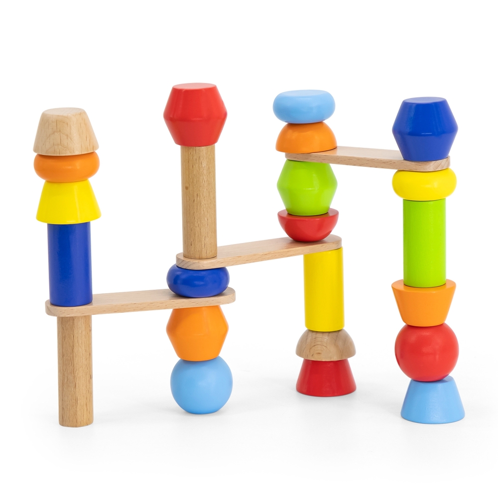 VIGA Wooden Geometric Blocks Puzzle 52 pcs.