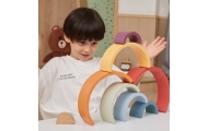 Mediniai vaivorykštiniai dėlionės blokai VIGA PolarB Montessori-Žaislai, Kūdikiams, Žaislai mažyliams (iki 4 m.