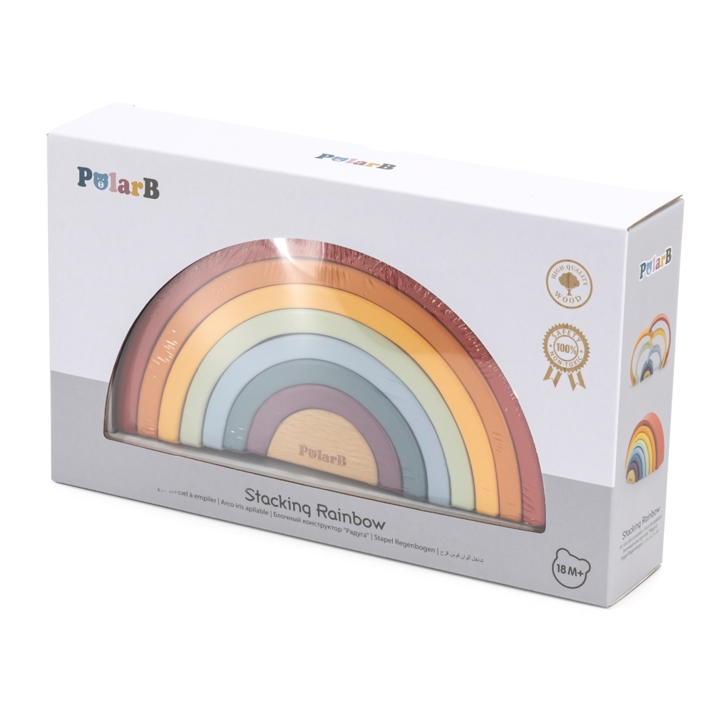 Mediniai vaivorykštiniai dėlionės blokai VIGA PolarB Montessori-Žaislai, Kūdikiams, Žaislai mažyliams (iki 4 m.
