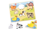 VIGA Wooden Puzzle Montessori 2-in-1 Figures Farm