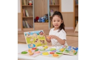 VIGA Wooden Puzzle Montessori 2-in-1 Figures Farm