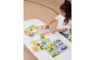 VIGA Montessori medinė dėlionė 2in1 Figūrėlės Daržovės