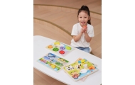 VIGA Montessori medinė dėlionė 2in1 Figūrėlės Daržovės