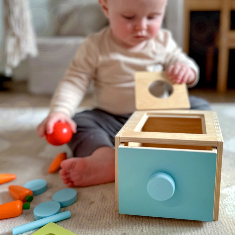 Medinė mokomoji dėžutė WOOPIE GREEN 4-in-1 Montessori rūšiuoklė Morkų žaidimas (FSC)-Žaislai, Kūdikiams, Mediniai, Žaislai mažyl