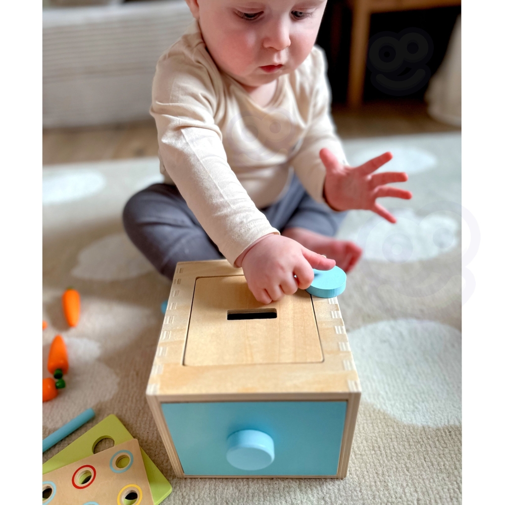 Medinė mokomoji dėžutė WOOPIE GREEN 4-in-1 Montessori rūšiuoklė Morkų žaidimas (FSC)-Žaislai, Kūdikiams, Mediniai, Žaislai mažyl