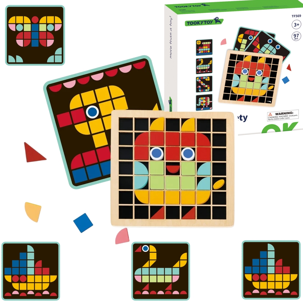 TOOKY TOY Wooden Mosaic Montessori Puzzle