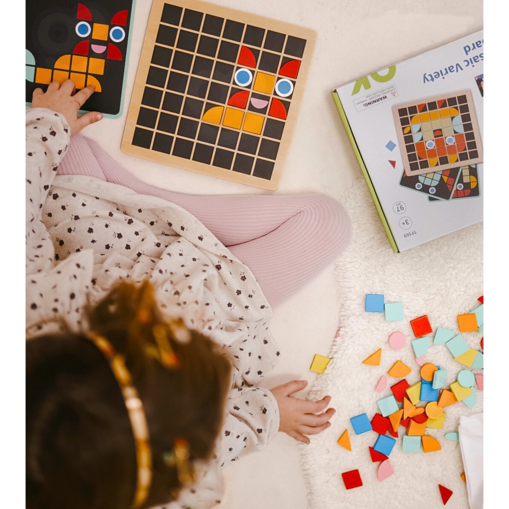 Medinė mozaikinė dėlionė Montessori TOOKY TOY-Žaislai, Dėlionės, Dėlionės patiems mažiausiems-e-vaikas