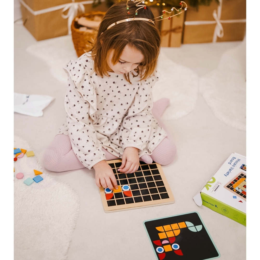 Medinė mozaikinė dėlionė Montessori TOOKY TOY-Žaislai, Dėlionės, Dėlionės patiems mažiausiems-e-vaikas
