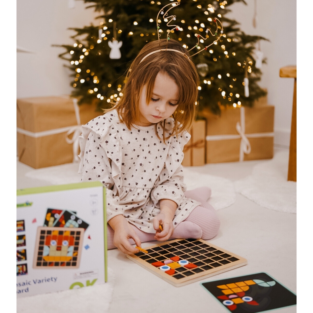 Medinė mozaikinė dėlionė Montessori TOOKY TOY-Žaislai, Dėlionės, Dėlionės patiems mažiausiems-e-vaikas