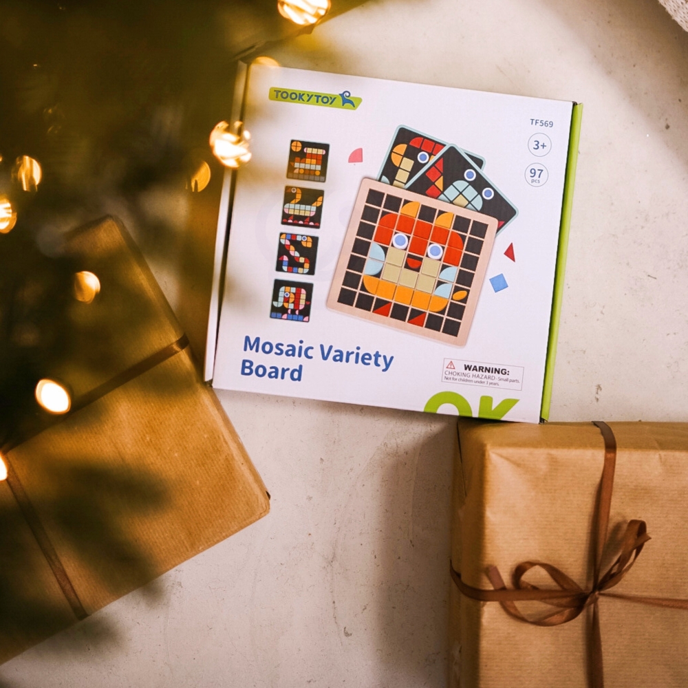 Medinė mozaikinė dėlionė Montessori TOOKY TOY-Žaislai, Dėlionės, Dėlionės patiems mažiausiems-e-vaikas