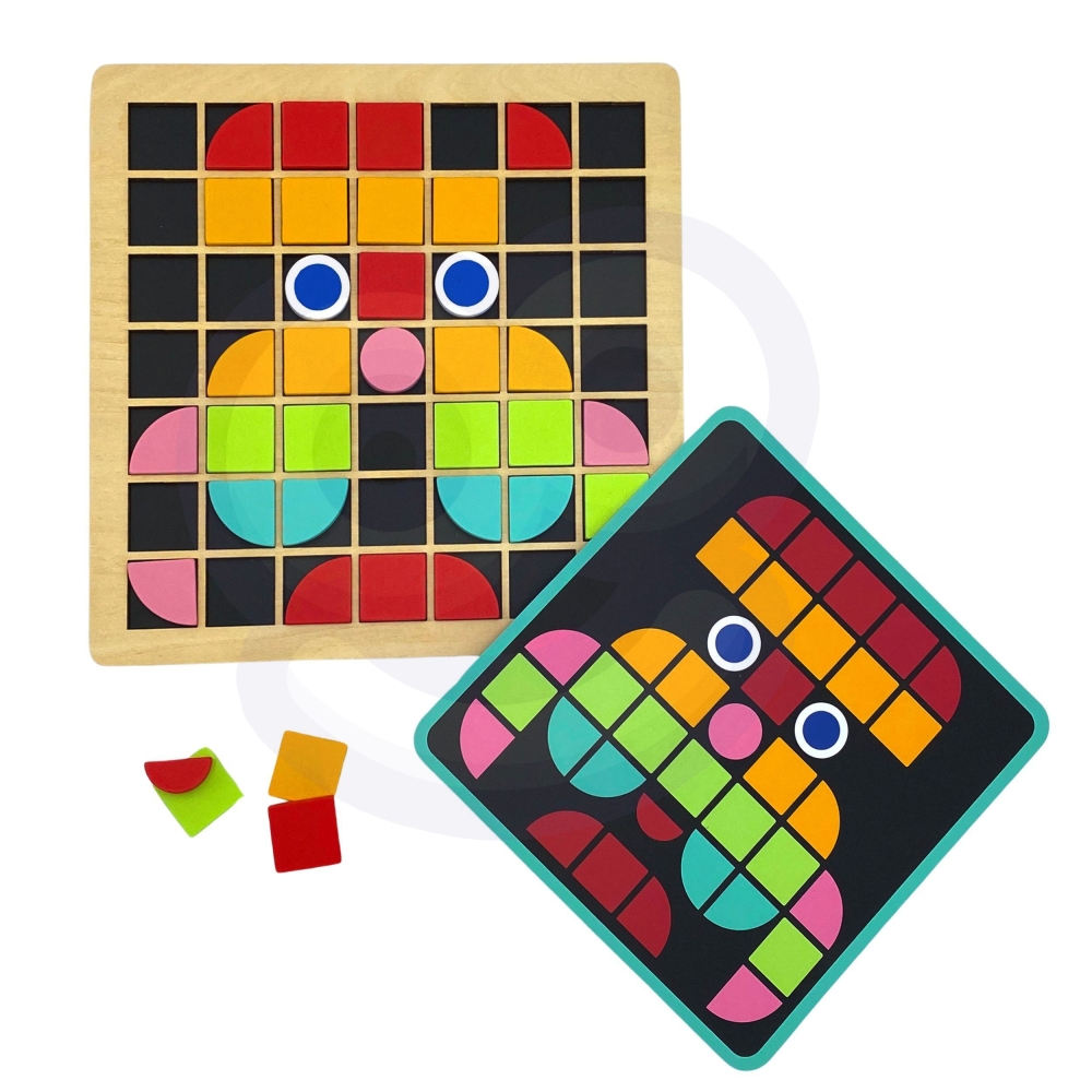Medinė mozaikinė dėlionė Montessori TOOKY TOY-Žaislai, Dėlionės, Dėlionės patiems mažiausiems-e-vaikas