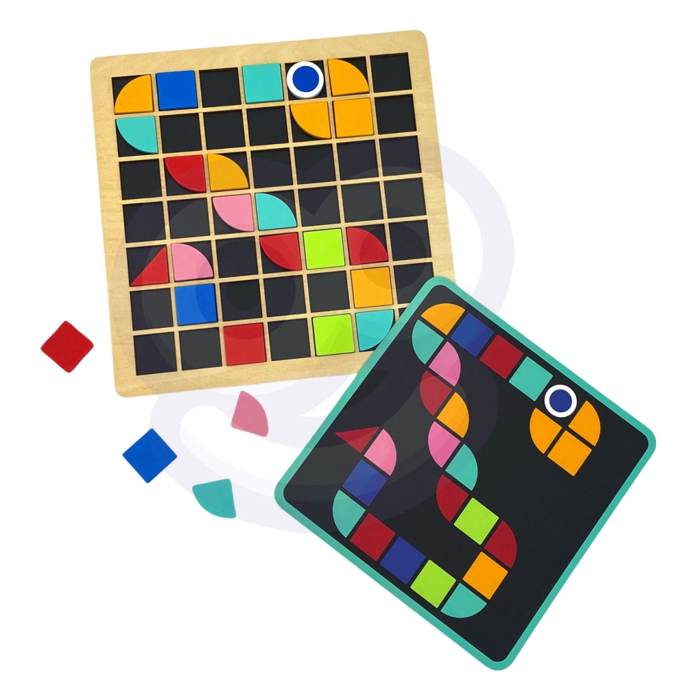 Medinė mozaikinė dėlionė Montessori TOOKY TOY-Žaislai, Dėlionės, Dėlionės patiems mažiausiems-e-vaikas