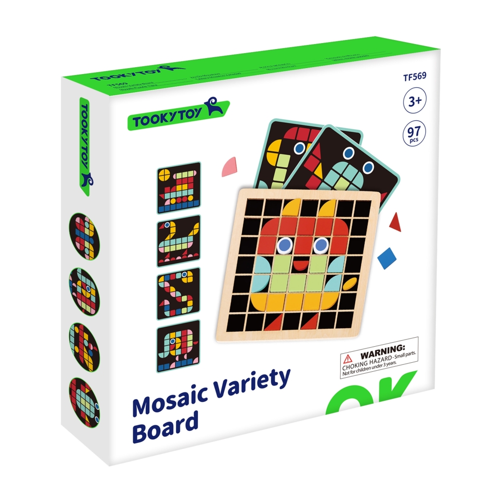 Medinė mozaikinė dėlionė Montessori TOOKY TOY-Žaislai, Dėlionės, Dėlionės patiems mažiausiems-e-vaikas