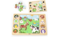 VIGA Wooden Puzzle Guess the Shadow - Farm Puzzle 17 pieces